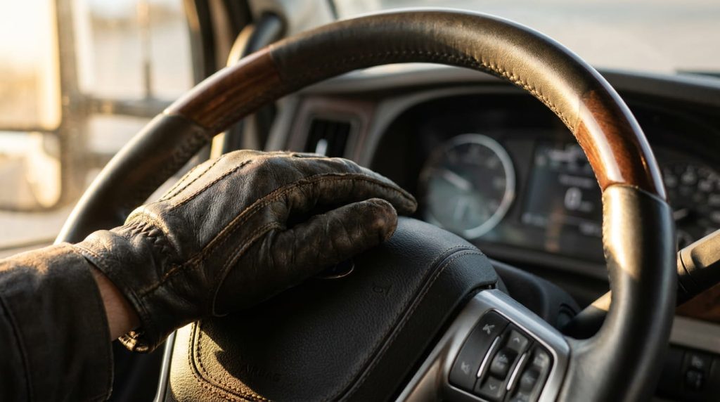 Truck Driver Hand Steering Wheel